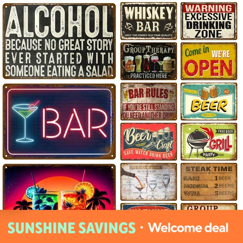 Wine To Beer Alcohol - Metal Sign Whiskey Wine Alcohol Brand