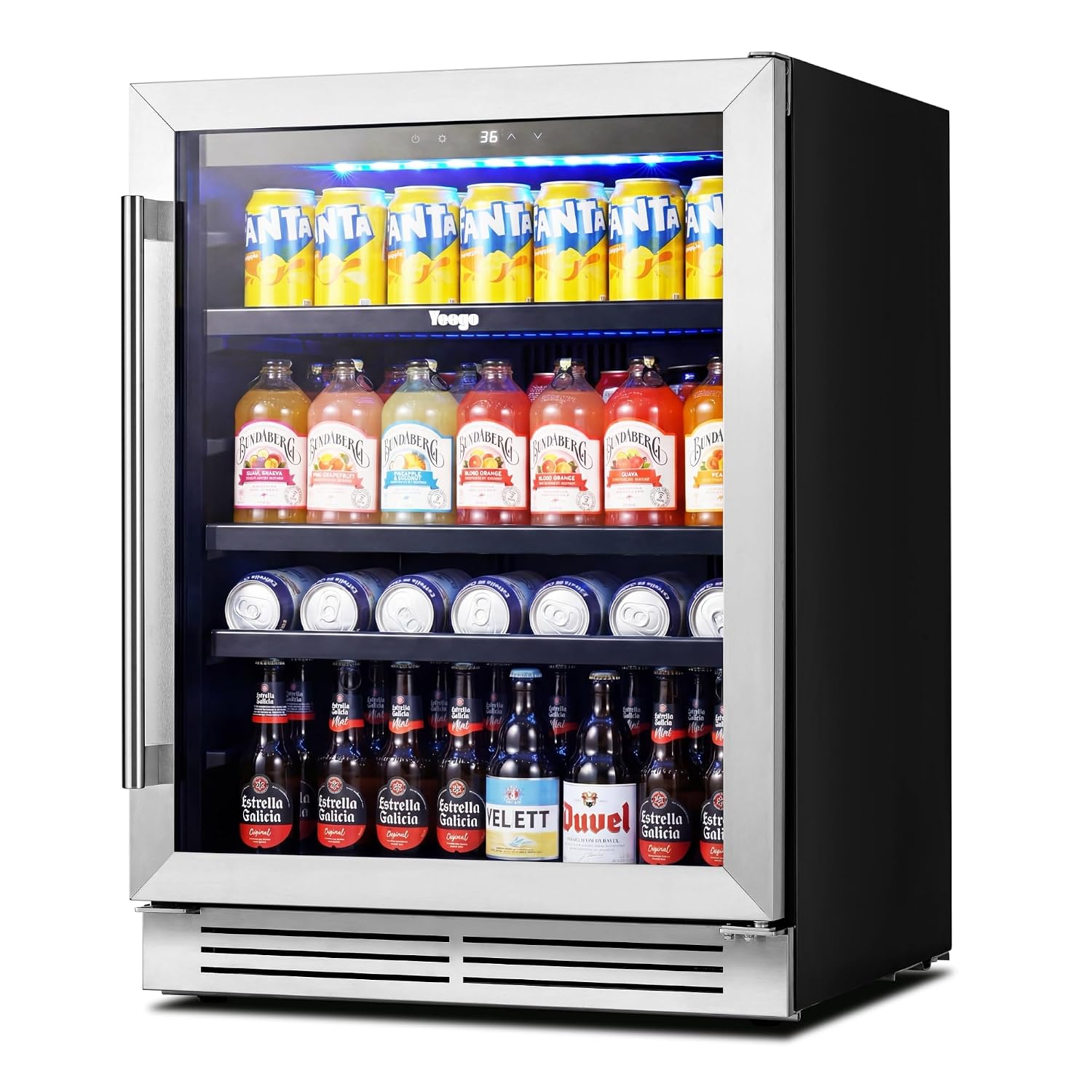 Wine And Beer Undercounter Fridge - 24 Inch Beverage Cooler Fridge 180