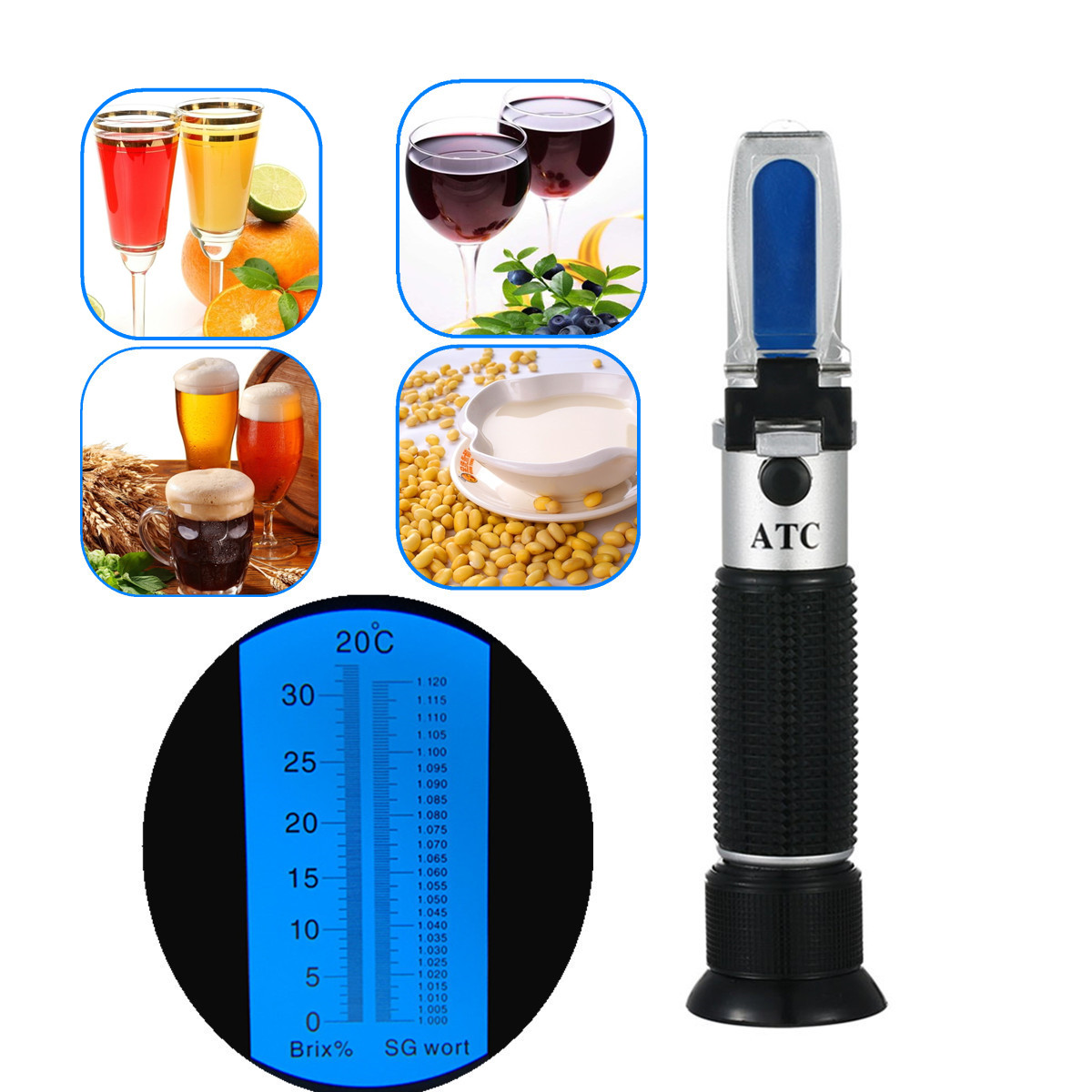 Wine To Beer Alcohol - Refractometer 0-32% Brix Beer Brewing Wort