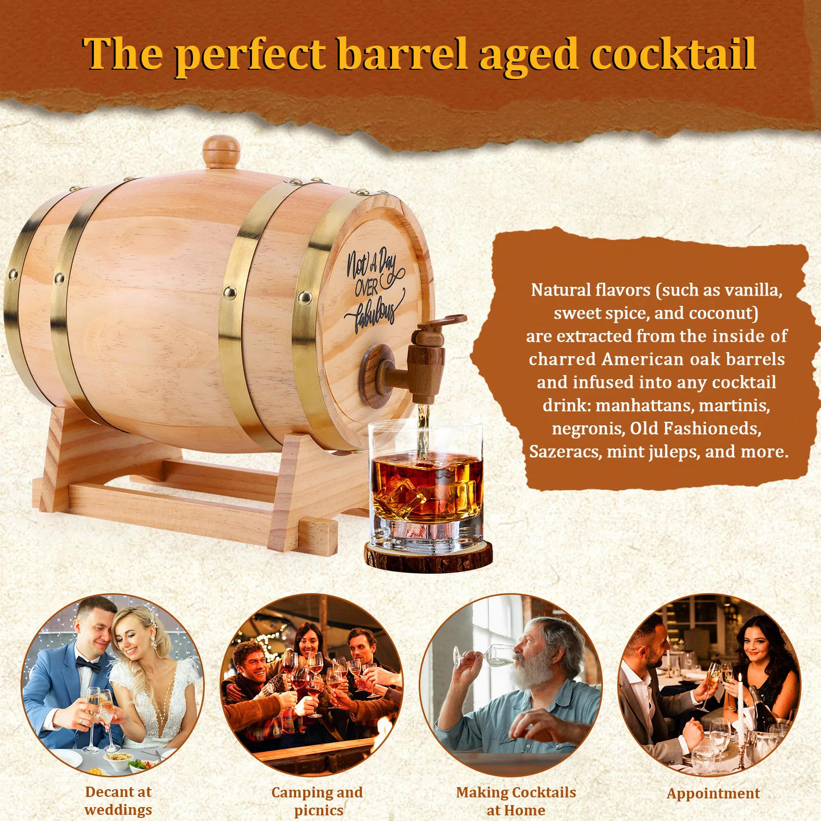 3L Wooden Whiskey Barrel with  - Wine Beer Cocktail ulasan dan harga