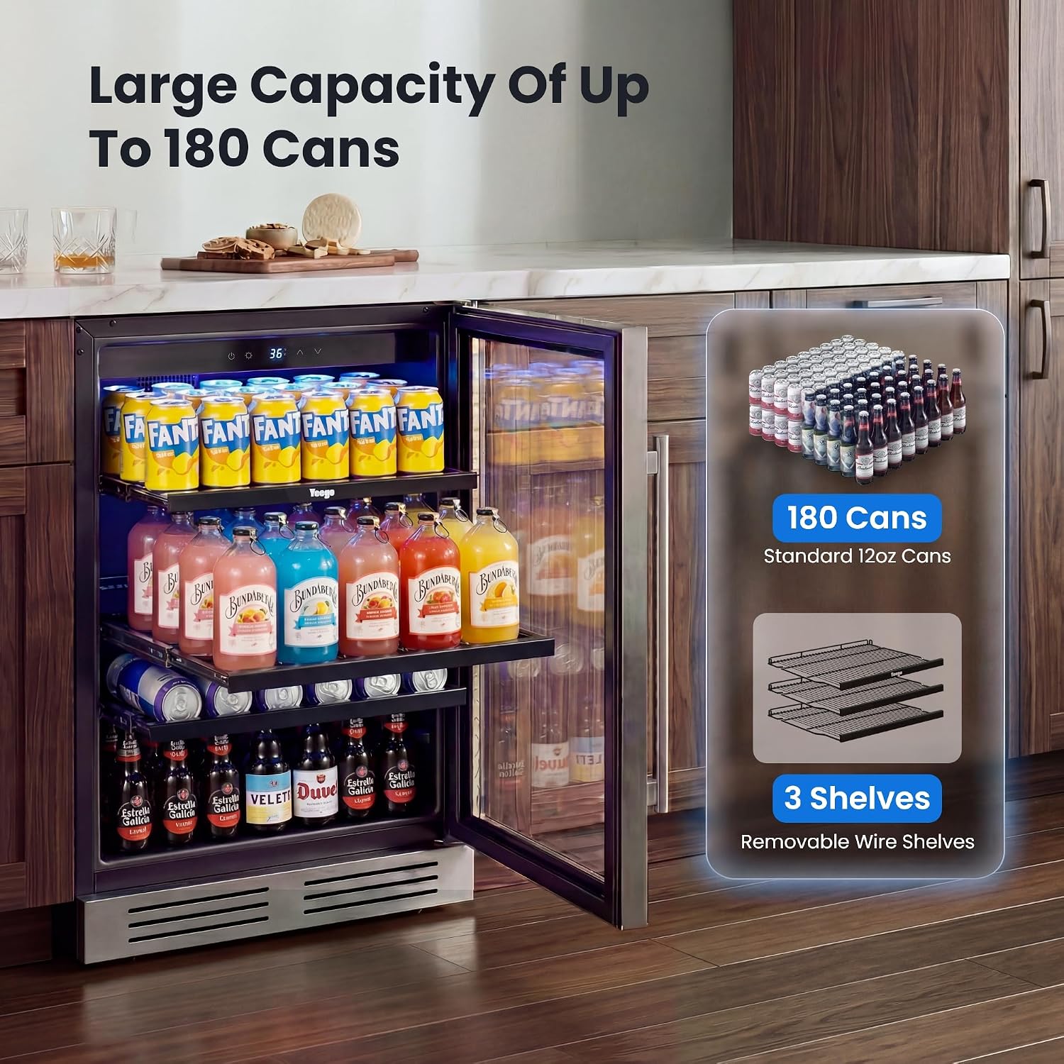 24 Inch Beverage Cooler Fridge - Wine And Beer Undercounter Fridge ulasan dan harga