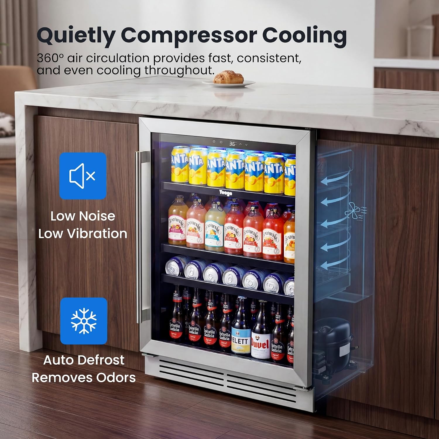 24 Inch Beverage Cooler Fridge - Wine And Beer Undercounter Fridge ulasan dan harga